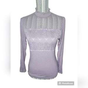 Women's long-sleeved meshed design front colour dusty rose  size XL